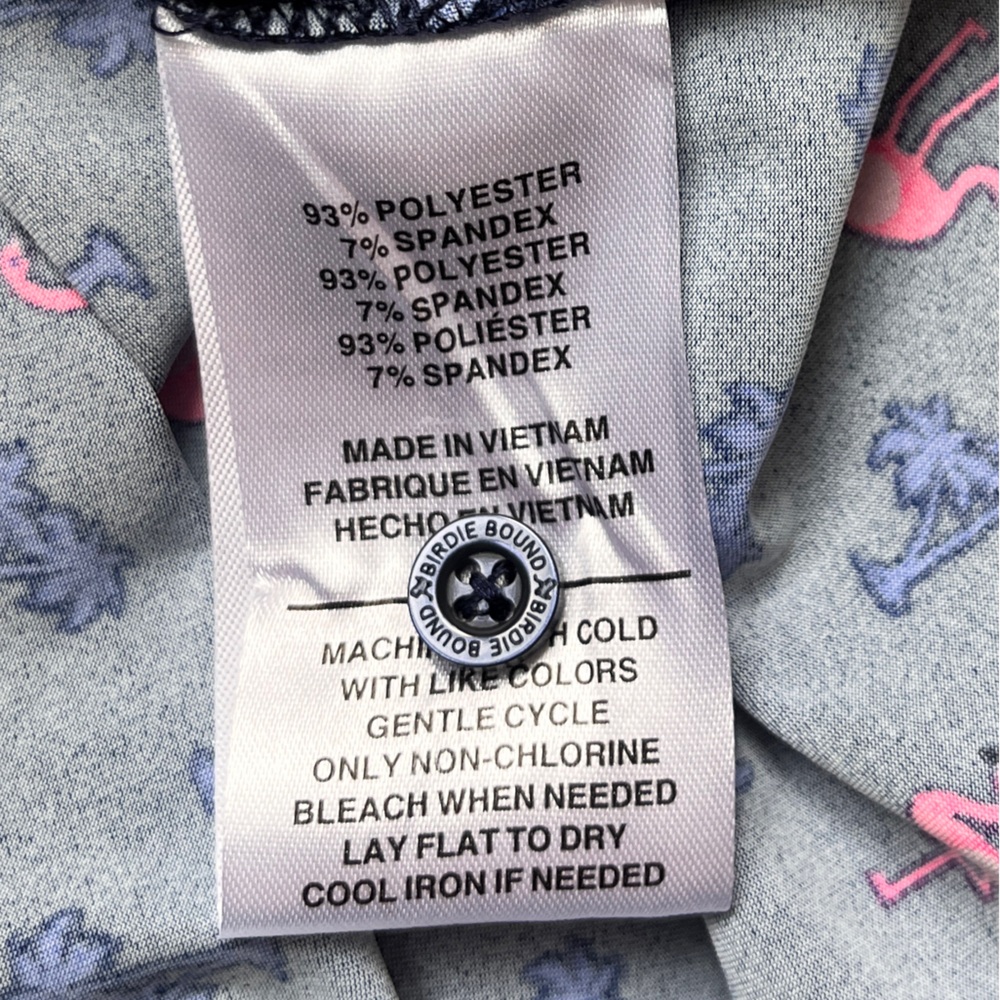 Birdie Bound Navy Flamingo Print Golf Shirt Men Size XL - Picture 8 of 8